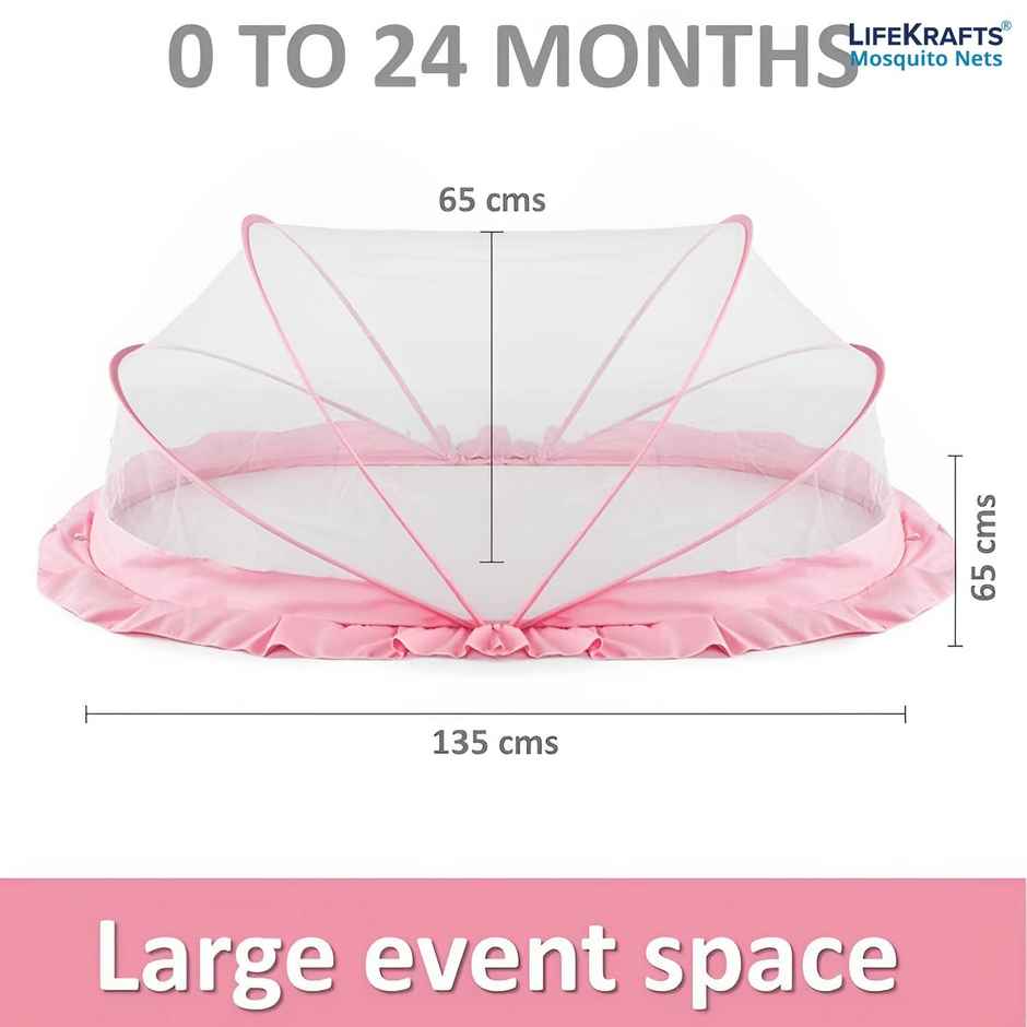 Lifekrafts Foldable Mosquito Net For Baby | Baby Pink