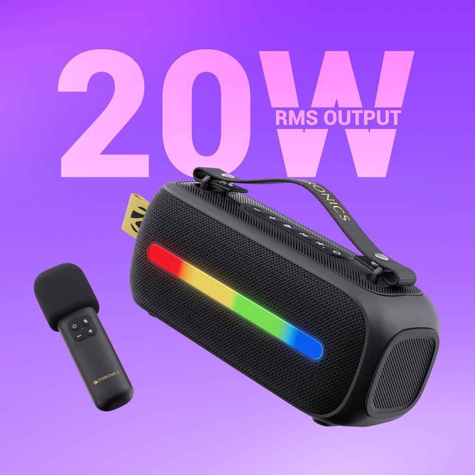 Zebronics Sound Feast 80, Portable Bluetooth Speaker, 20 Watts, Upto 14h Backup, Bluetooth