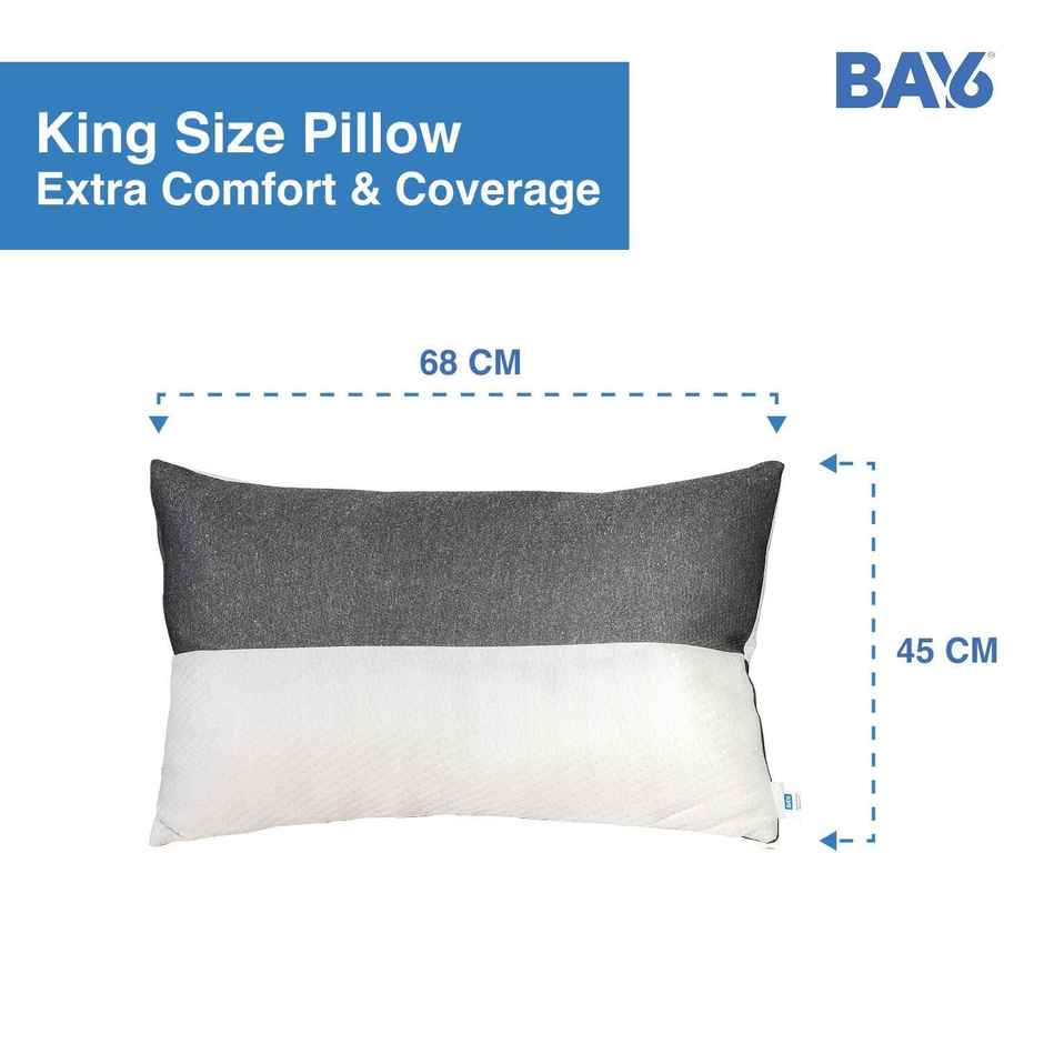 BAY6 Dual Tone Poly Knit Fiber Pillow - White & Grey, Premium Comfort | 68 X 45 cm