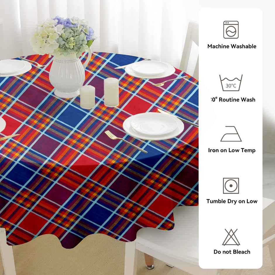 Lushomes Cotton Table Cloth - Red Checks | 60 inch Round | 5 ft Round