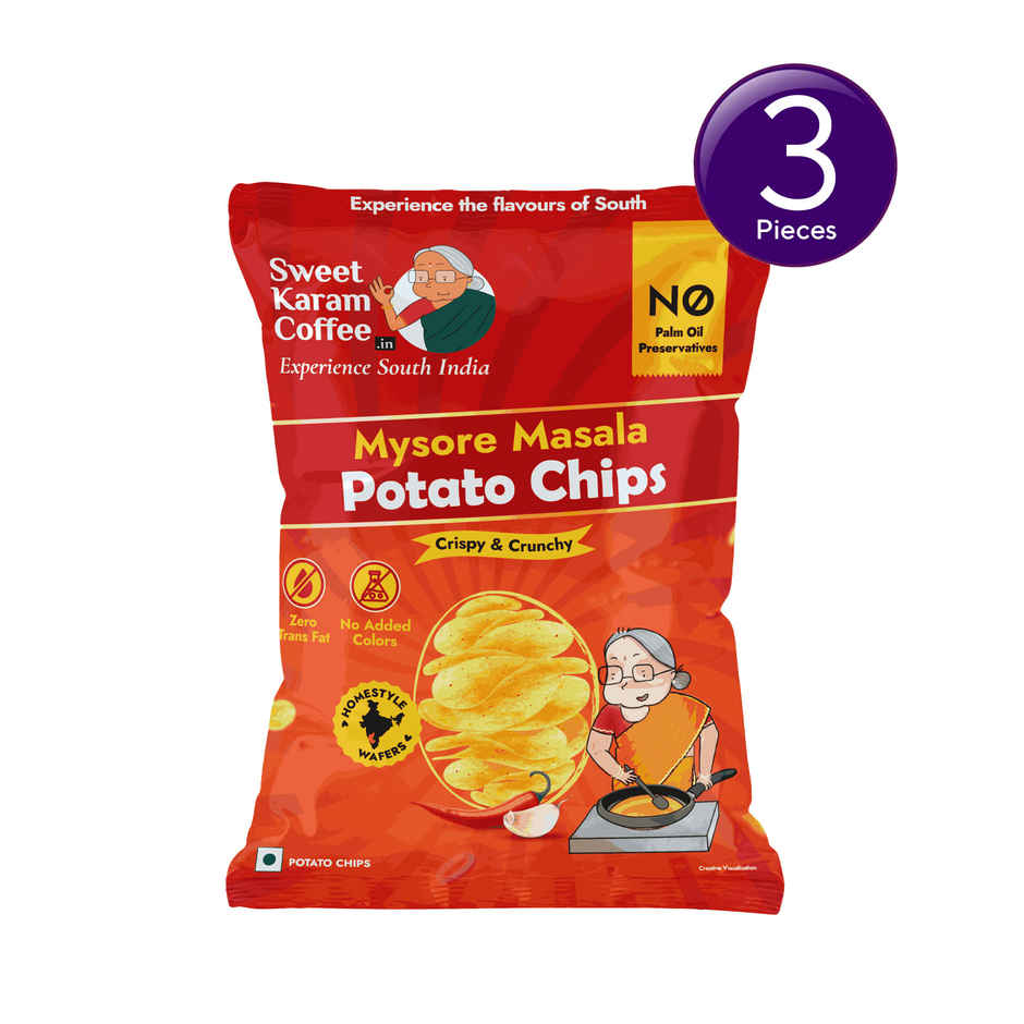 Sweet Karam Coffee Mysore Masala Potato Chips - No Palm Oil Combo 