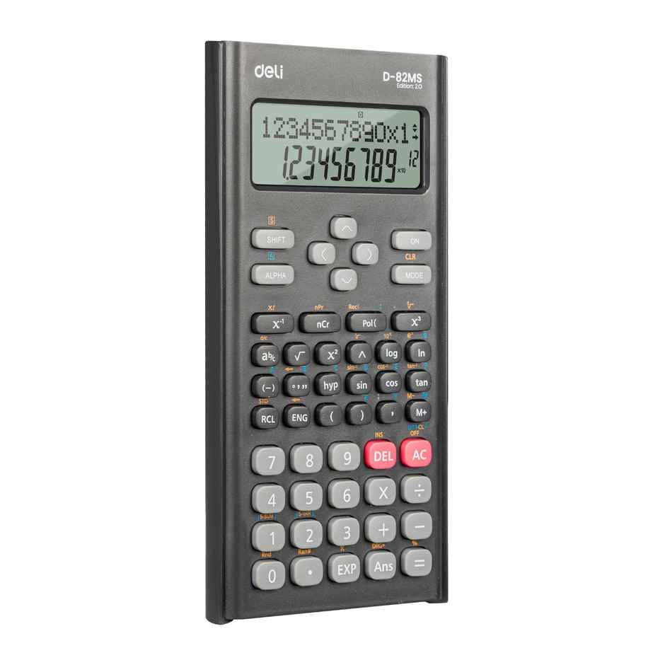 Deli D82-MS 2.0 Scientific Calculator | 12 Digits, 240 Functions & 2 Line LED Display (Black)