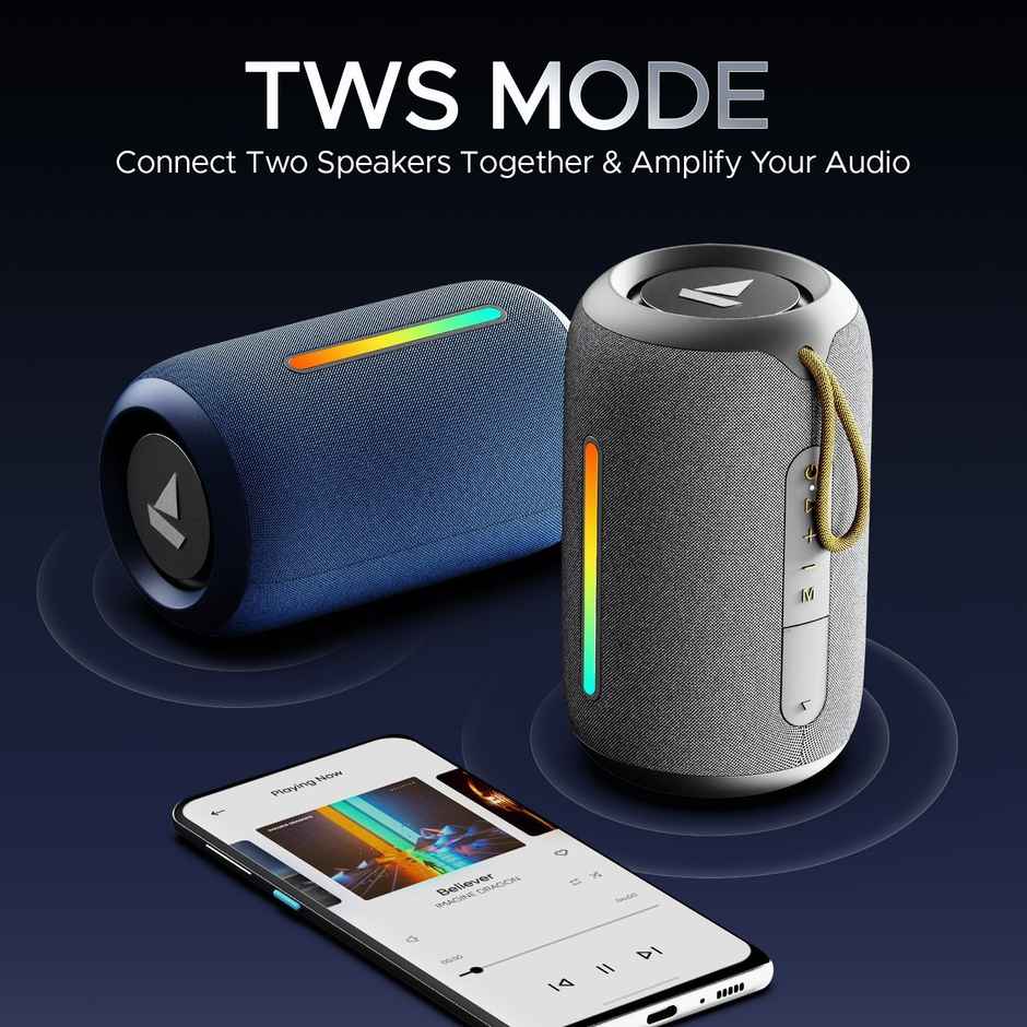 boAt Stone 352 Pro w/ 14W Signature Sound Up to 12 Hours Playback,RGB LEDs,TWS Feature(Groovy Grey)