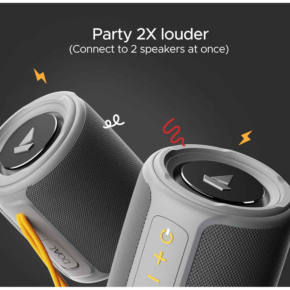 boAt Stone 352 Bluetooth Speaker with 10W RMS Stereo Sound, IPX7 Water Resistance, TWS Feature, Up to 12H Total Playtime, Multi-Compatibility Modes, Free Music Streaming on JioSaavn - Groovy Grey