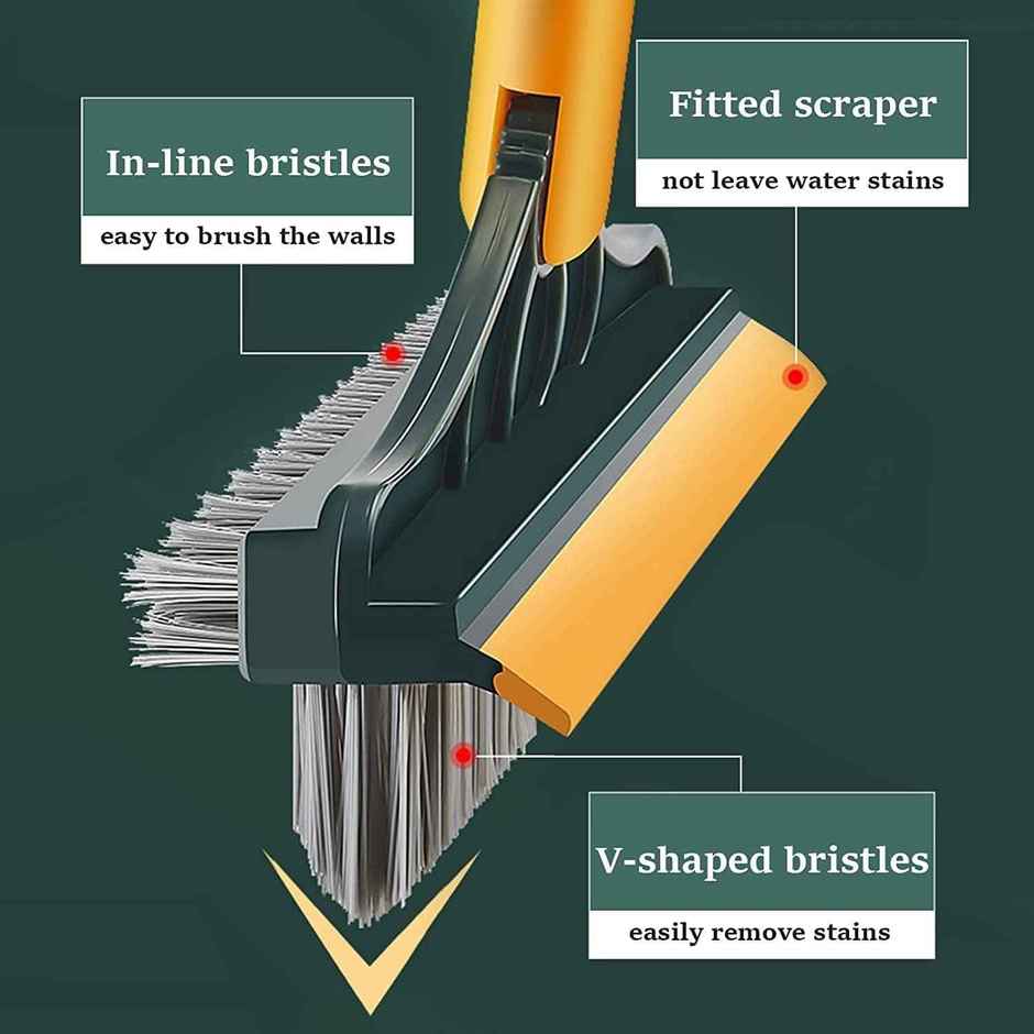 Perpetual Bathroom Cleaning Brush with Wiper | 3 in 1 Toilet Brush | 120 Degree Rotate