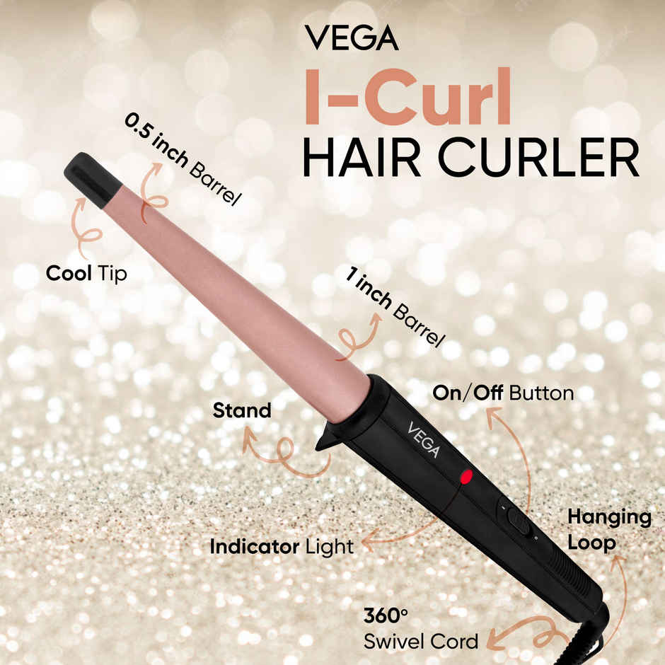 Vega I-Curl Hair Curler for Women with 13mm-25mm Barrel, Quick Heatup Technology, (VHCH-05)