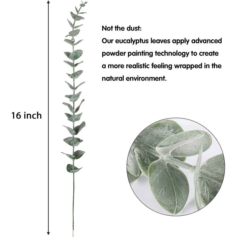 Tied Ribbons 5 Pcs Artificial Eucalyptus Gingko Leaves Plants Flowers | Green | 40.64 Cm