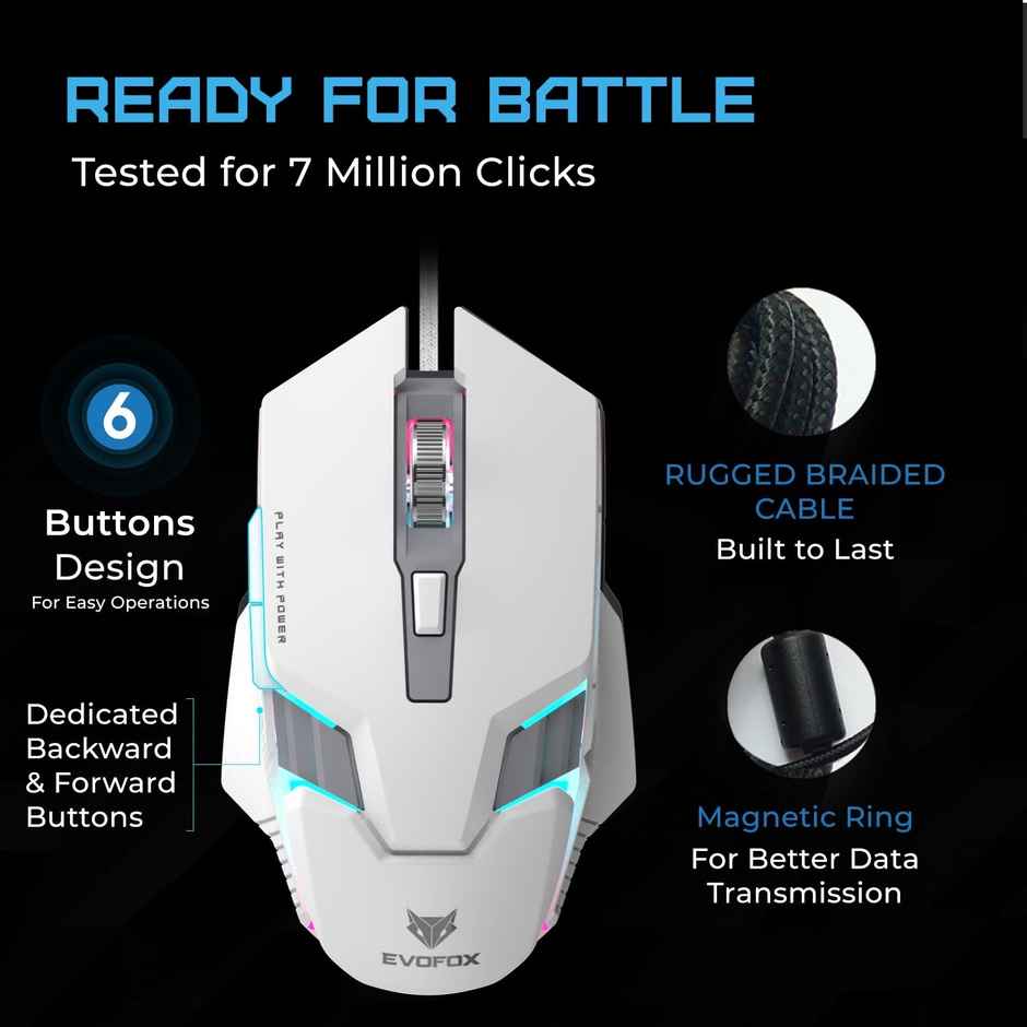 EvoFox Spectre Gaming Mouse USB - White