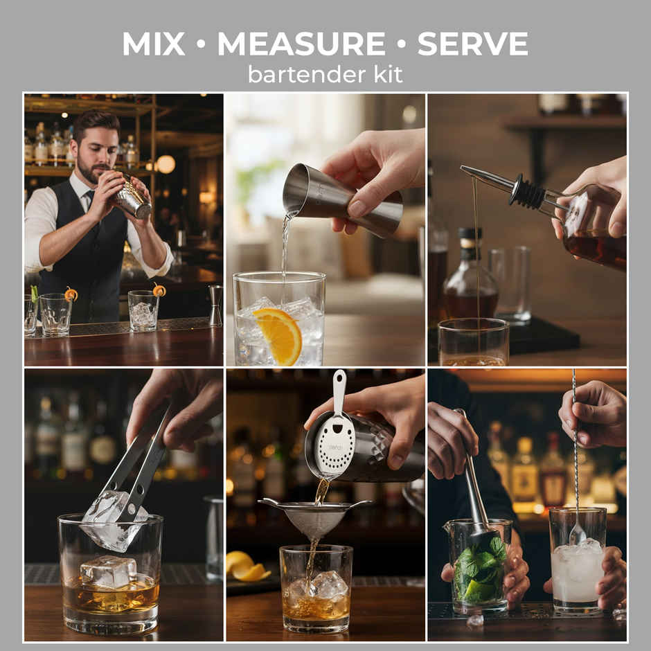 Perch Craft Bartender Kit | 750ml Belly Shaker | Stainless Steel | Silver
