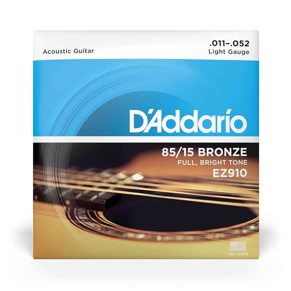 D'Addario Ez910 Bronze Acoustic Guitar Strings | 85/15 Full Bright Tone Stainless Steel Material