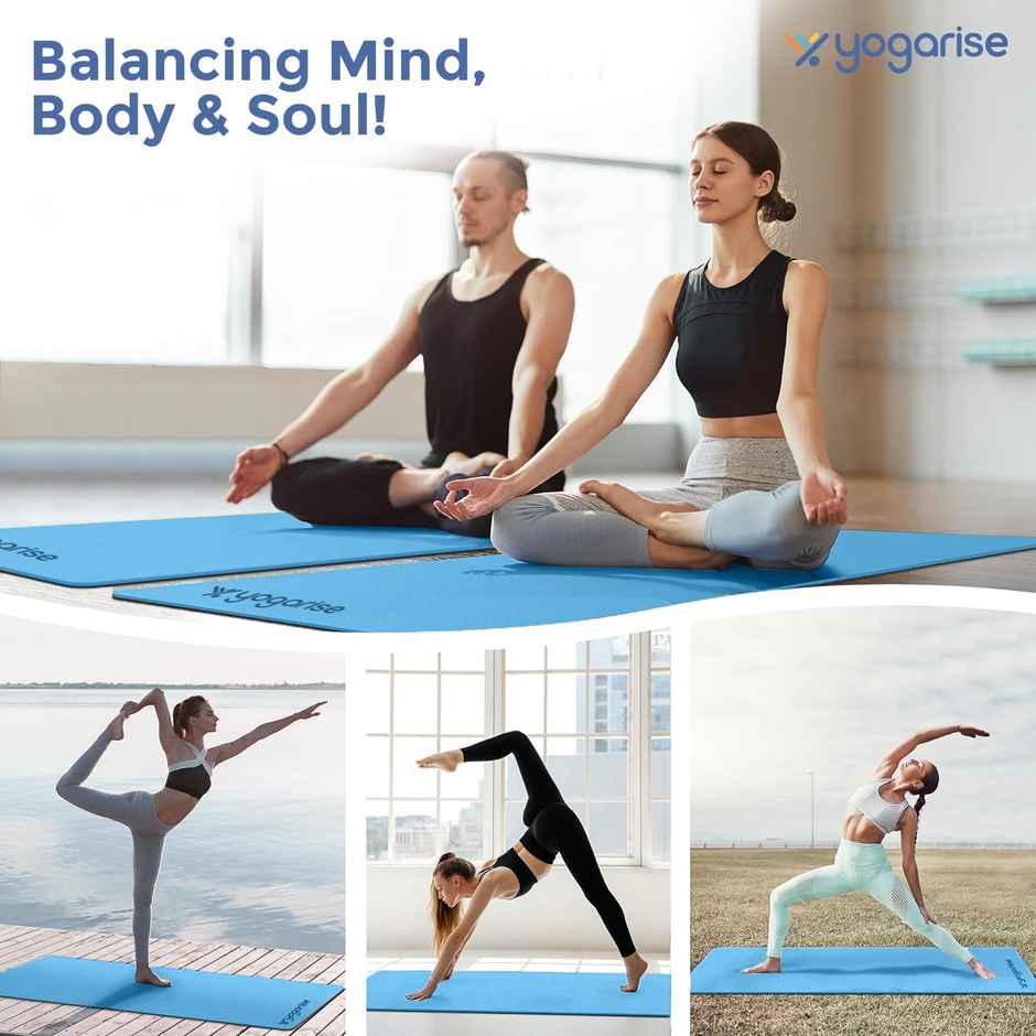 Yogarise 6mm Yoga Mat Dual Color, Dark & Light Blue