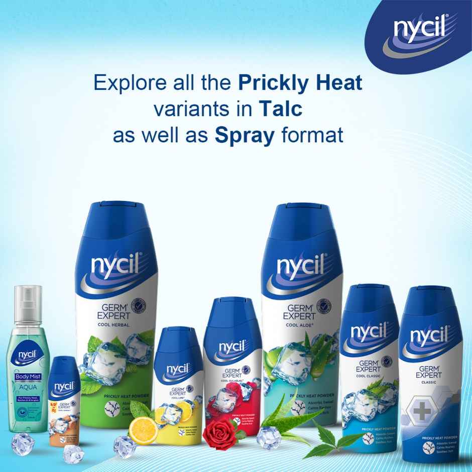 Nycil Germ Expert Prickly Heat Powder - Classic, (Get 60g Free)