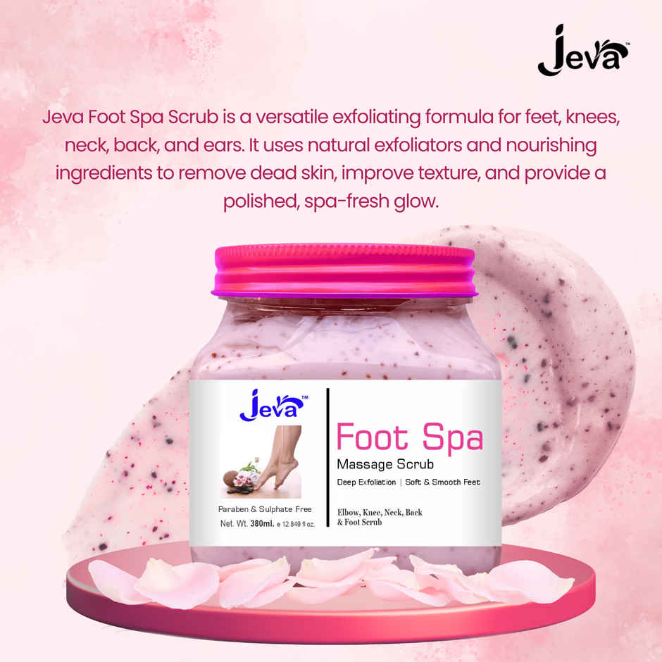 Jeva Foot Spa & Multi-Area Exfoliating Scrub | Intensive Care for Rough Skin on Feet, Knees, Neck