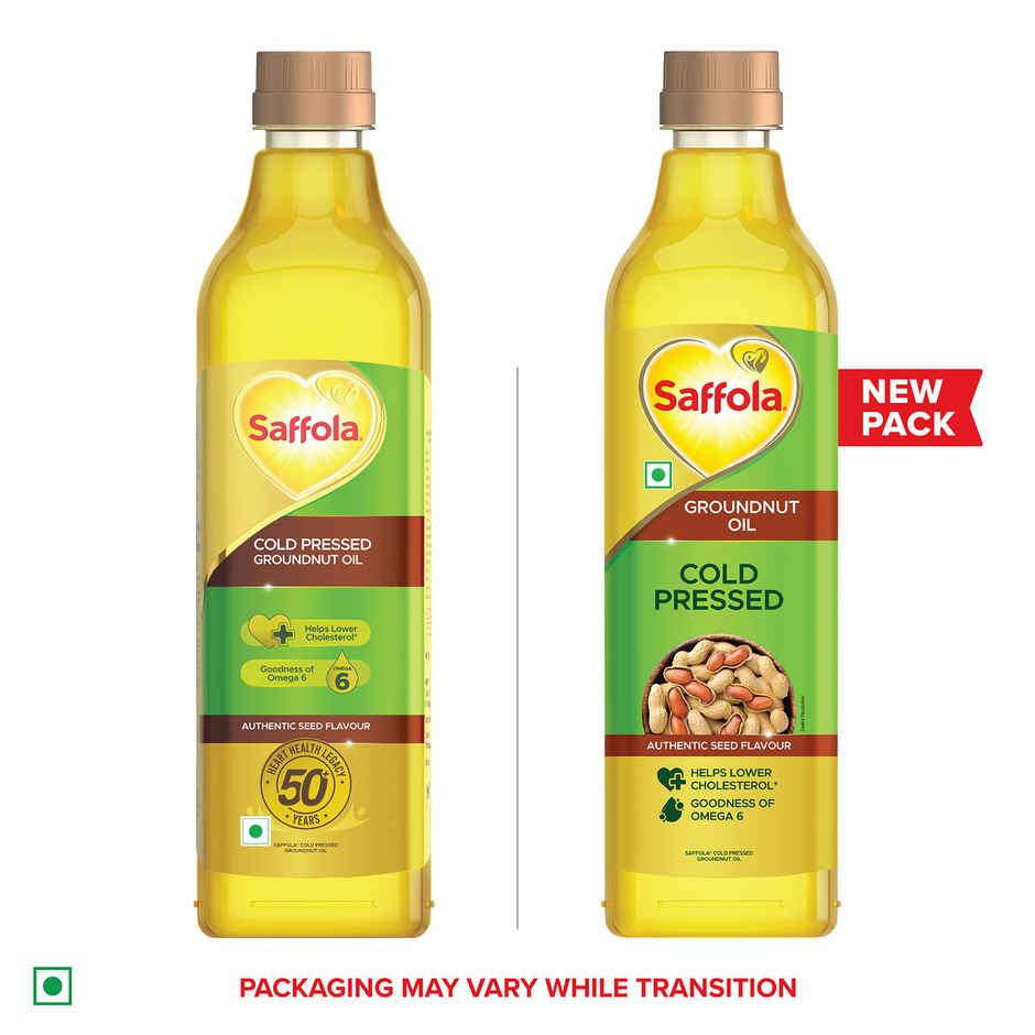 Saffola Groundnut (Peanut) Cold Pressed Oil | 100% Cold Pressed Groundnut Oil | Helps Lower Cholesterol