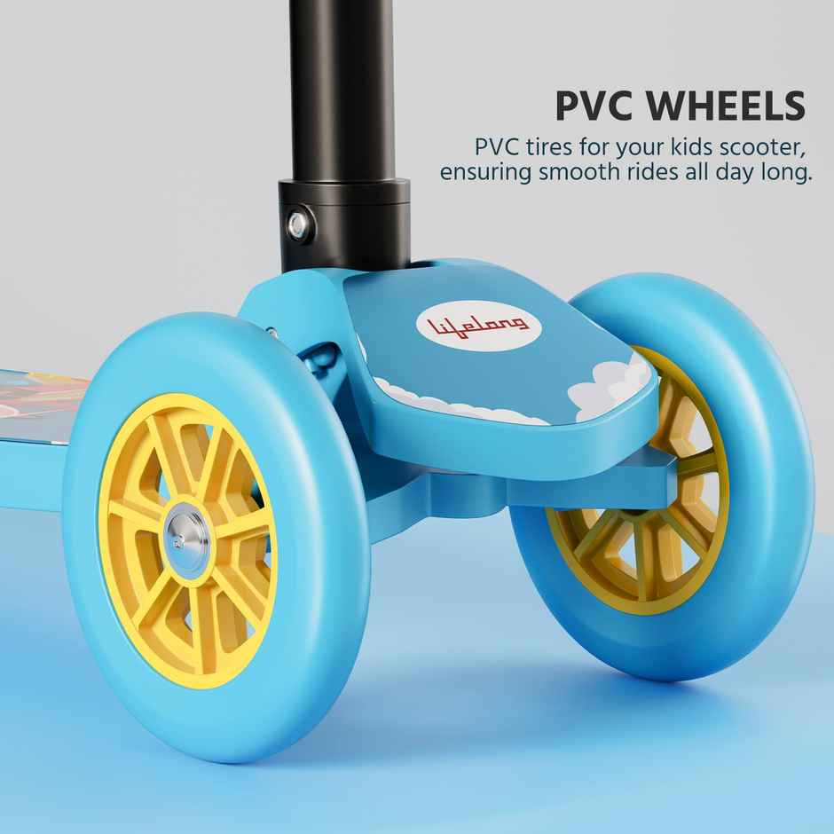 Lifelong Foldable Kick Scooter for Kids Max 50kg | Blue & Yellow