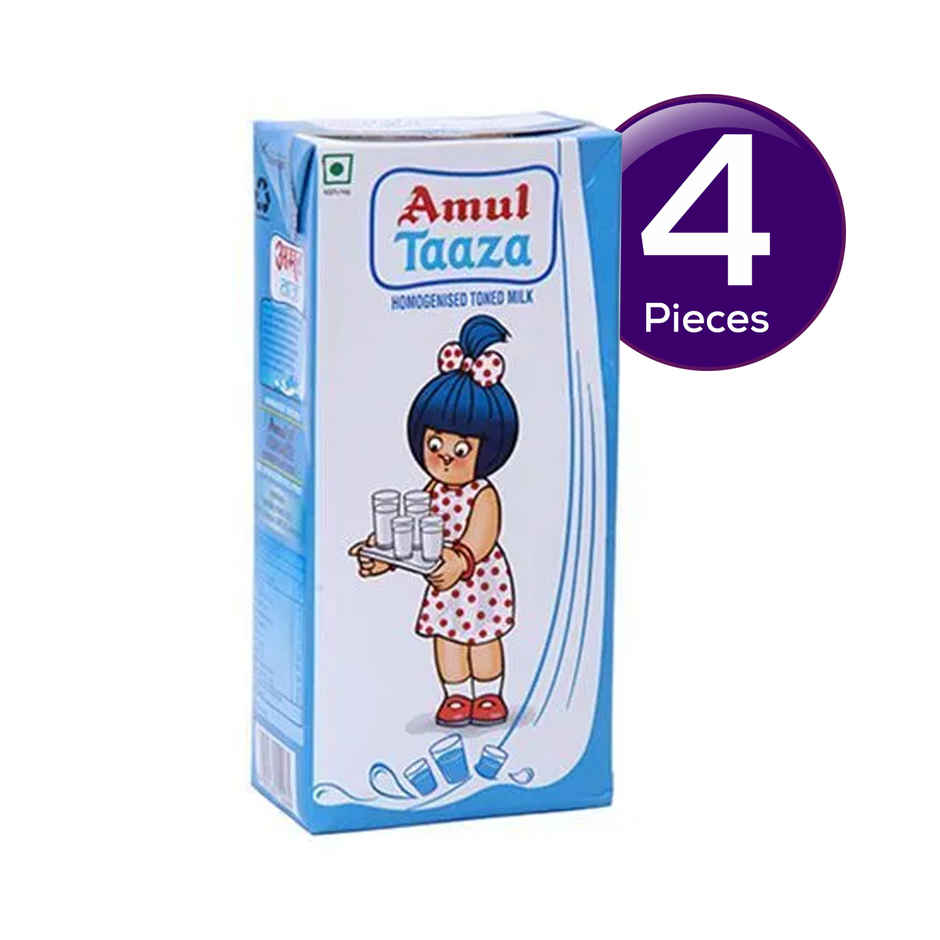 Amul Taaza Homogenised Toned Milk (Tetra Pack) Combo