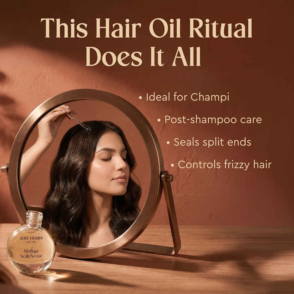 Justherbs Moringa Scalp Nectar Hair Oil | 99% Active Oil Infused | For Men & Women