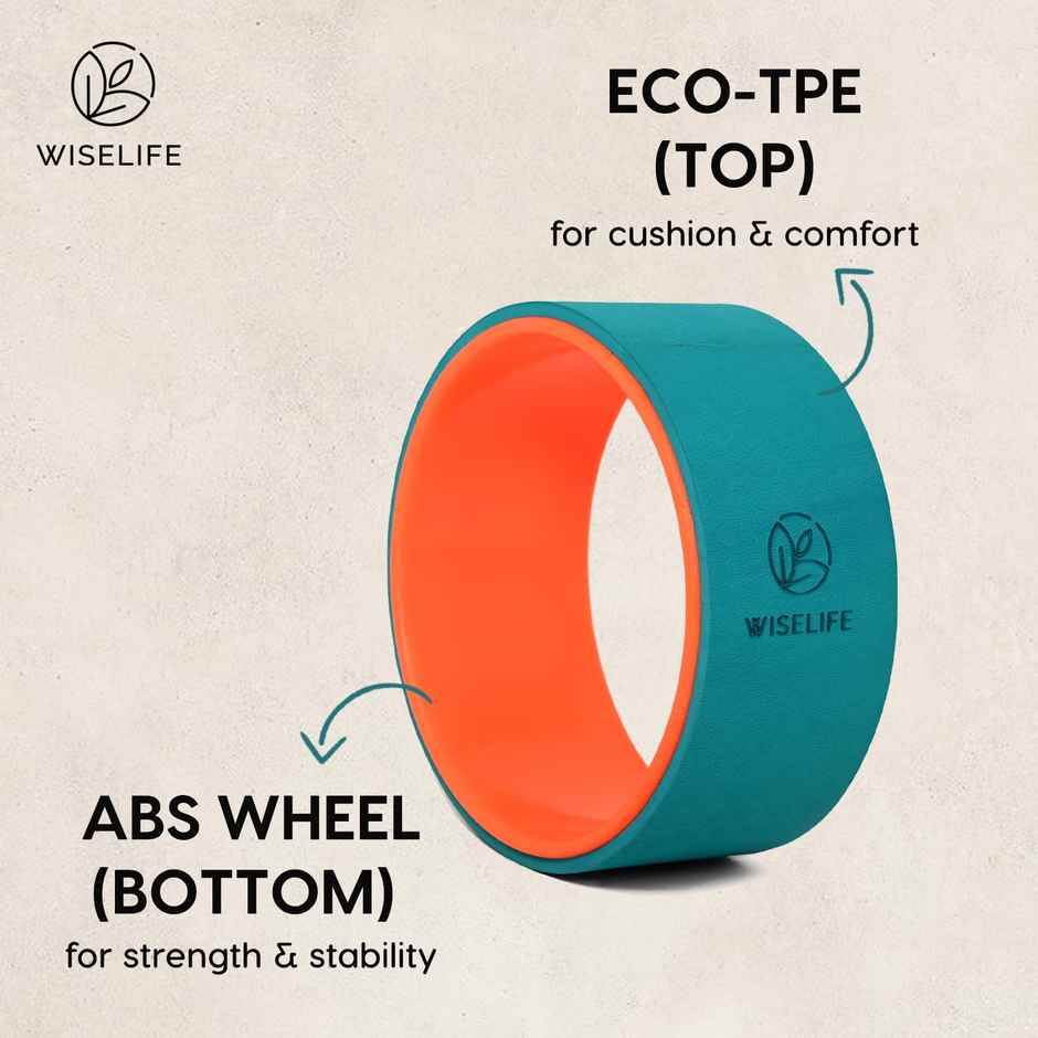 Wiselife Yoga Wheel 12.75x5.75 Inch (Teal-Dark Orange)