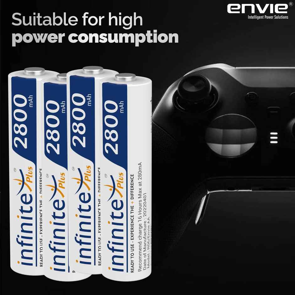 Envie Infinite Plus AA High Capacity 2800 mAh Ni-MH Rechargeable Battery (Pack of 4) | AA2800RTU4PL