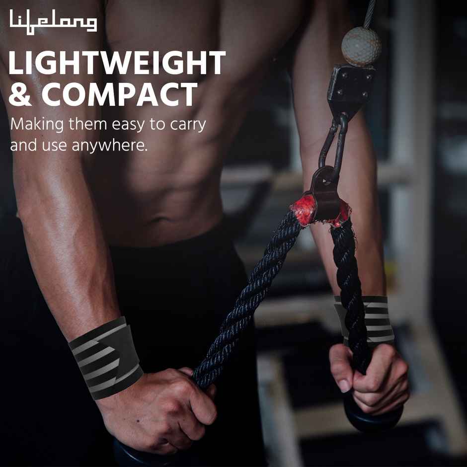 Lifelong Wrist Supporter for Gym|Men & Women|Wrist Band with Thumb Loop (LLFAWS01, Grey&Black)