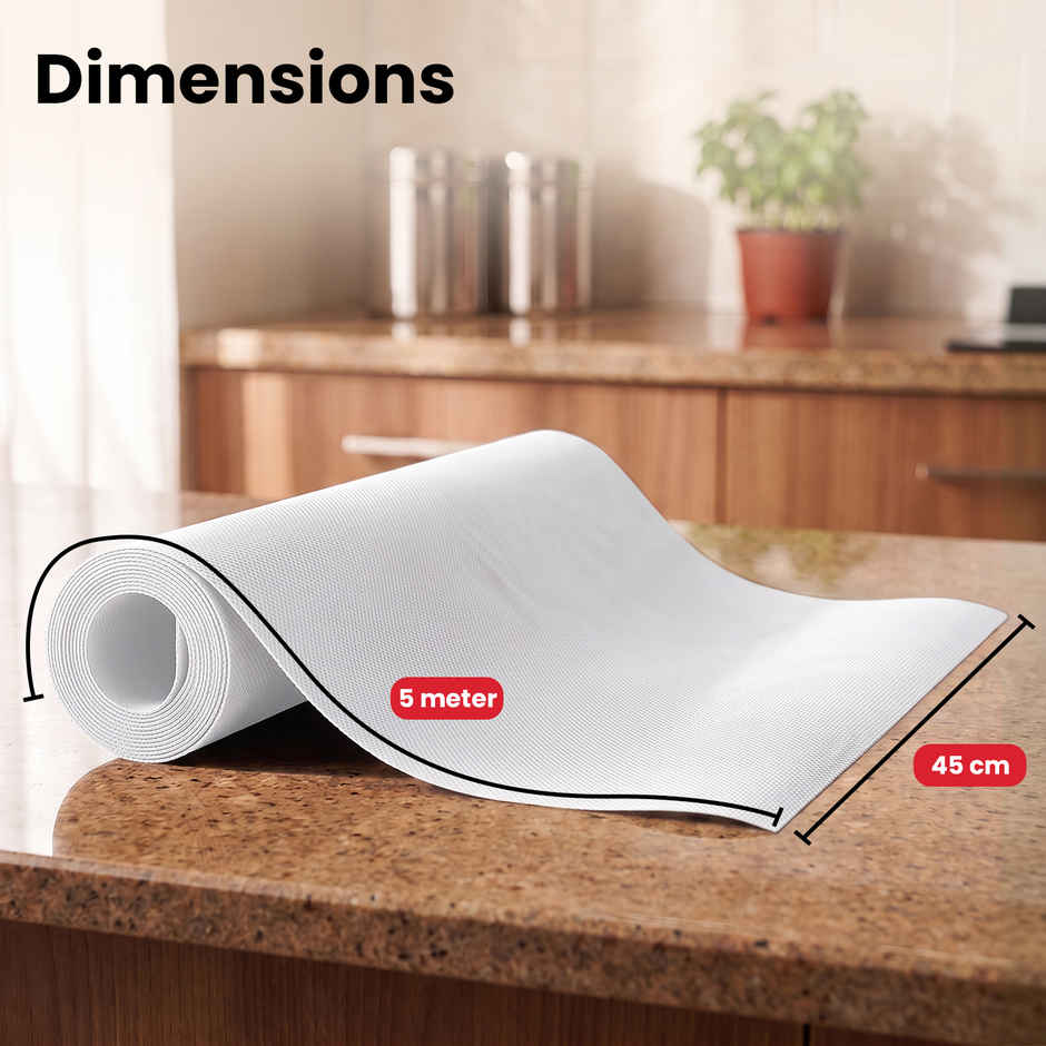 Senego Anti Slip Mat | 5 m | Shelf Liner Mat for Kitchen/Cupboard/Drawers | 45 cm x 5 m | White | EVA, BPA Free