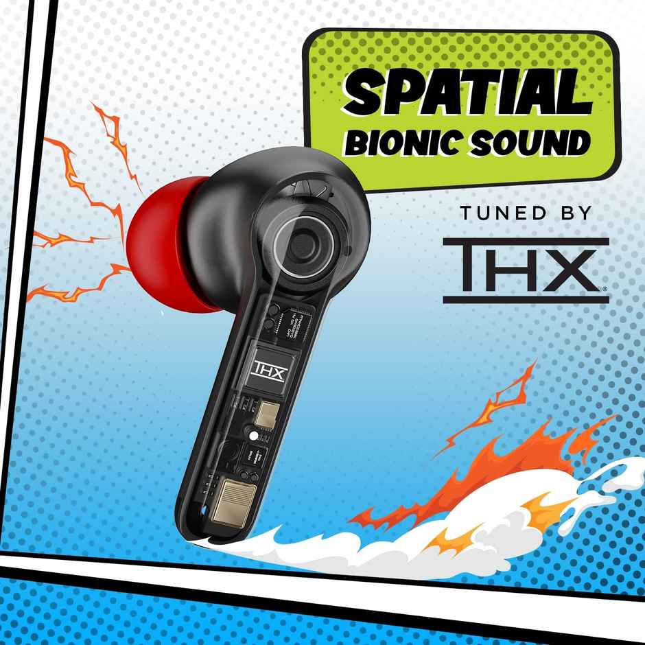 boAt Airdopes 458 TWS Earbuds W/ Spatial Bionic Sound by Thx, In Ear Enx Tech(Active Black)