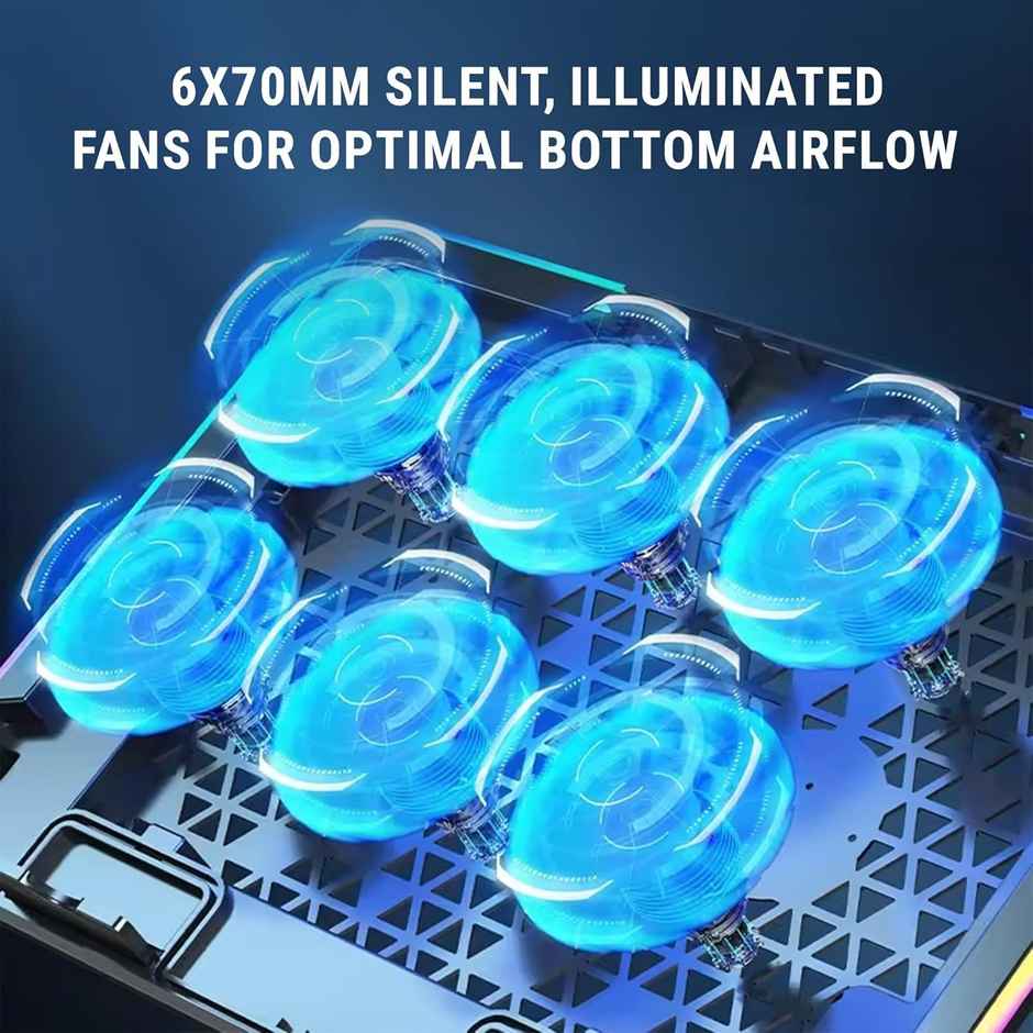 Ant Esports Esports NC250 RGB Laptop Cooling Pad, Laptop Cooler with Mobile Holder 6 Quite Fans Fan Speed Controller 7 Height Adjustable Angle 2USB Ports Compatible for Laptop up to 15.6" - Black