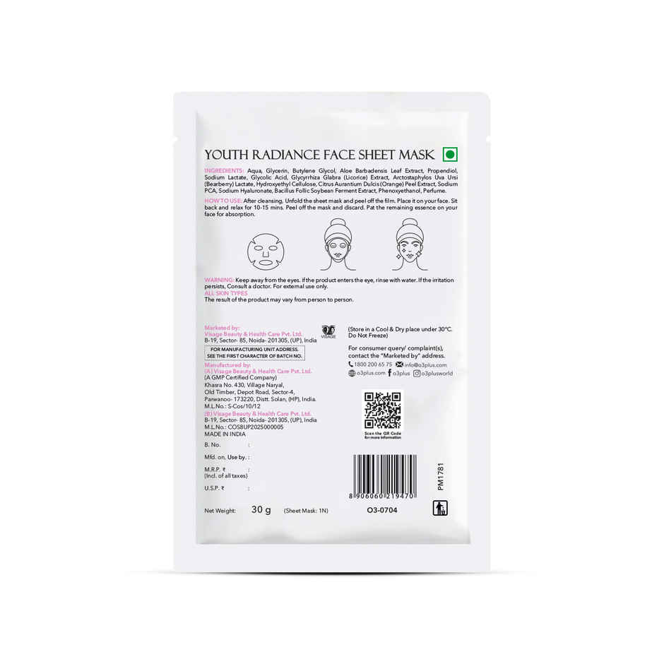 O3+ Youth Radiance Face Sheet Mask