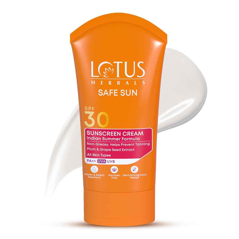 Lotus Herbals Safe Sun Sunscreen Cream Indian Summer Formula SPF 30 PA++ Non-Greasy Sweat & Water Resistant