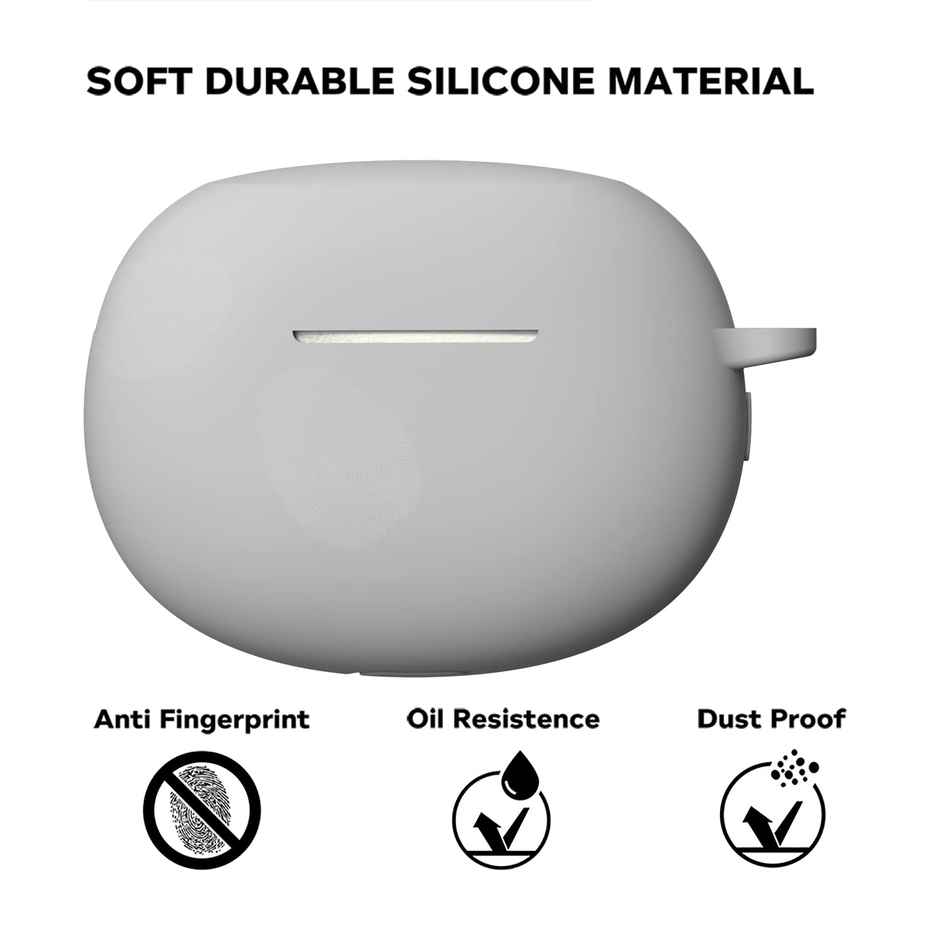 Sounce Silicone Case Cover for Realme Air 3 | Shockproof | Non-Slip Grip with Carabiner | Grey