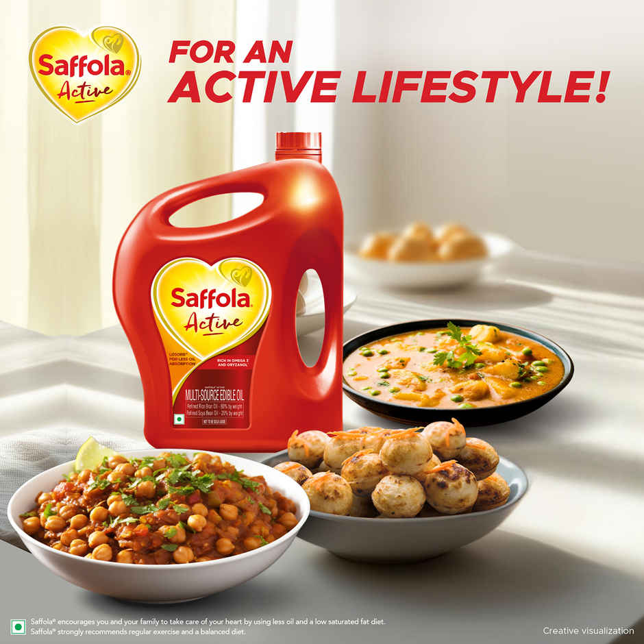 Saffola Active Rice Bran & Soyabean Oil | Rich in Omega 3 & Oryzanol Combo
