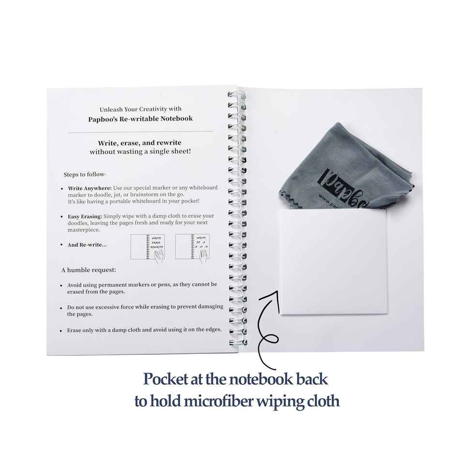 Papboo Do Your Thing, A5 Re-Writeable Notebook | Unruled | 36 Pages, 21 x 15 cm | Reusable Notebook