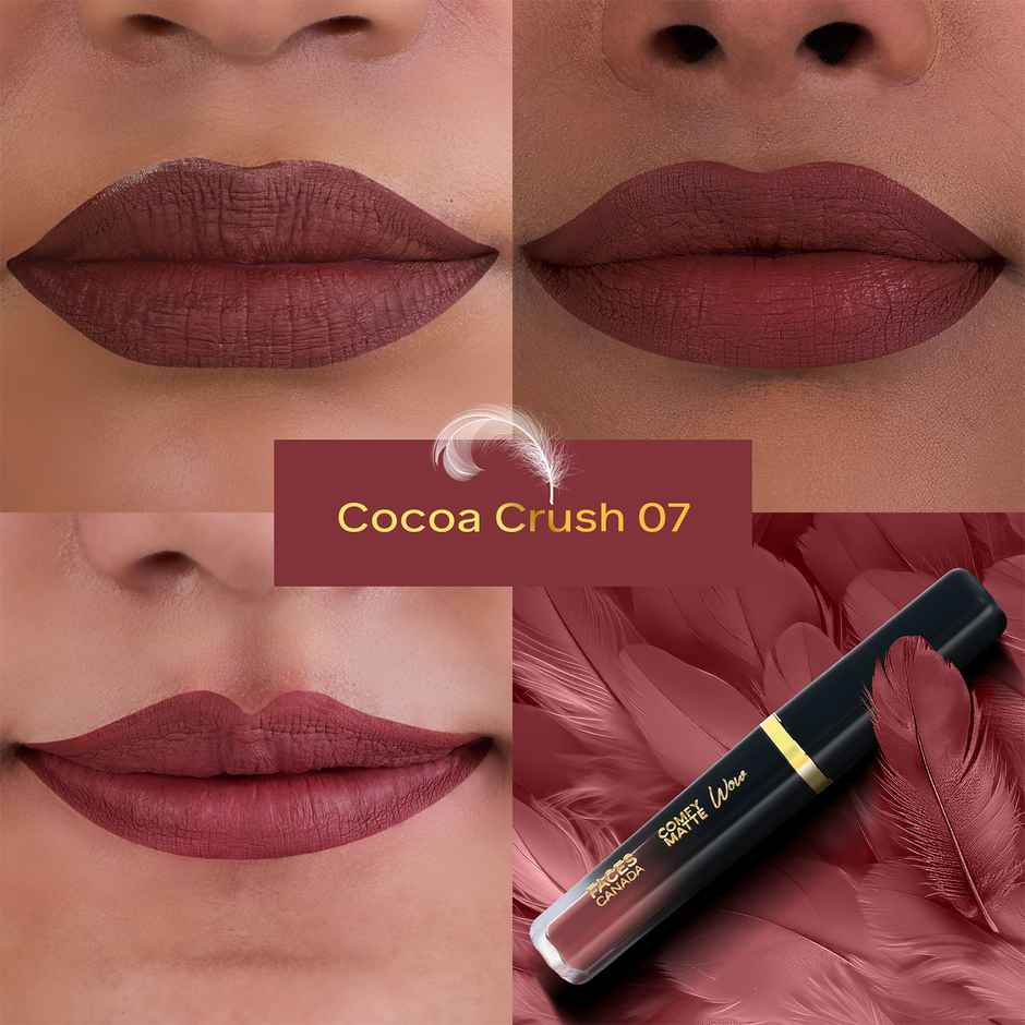 Faces Canada Comfy Matte Wow Liquid Lipstick | Cocoa Crush 07, One Swipe Application