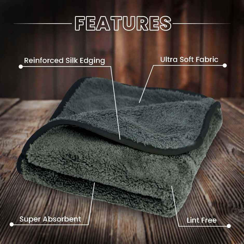 Autofy Multipurpose Microfiber Car Cleaning Cloth (Pack of 2) - Multicolor | 500 GSM | 40 cm x 40 cm