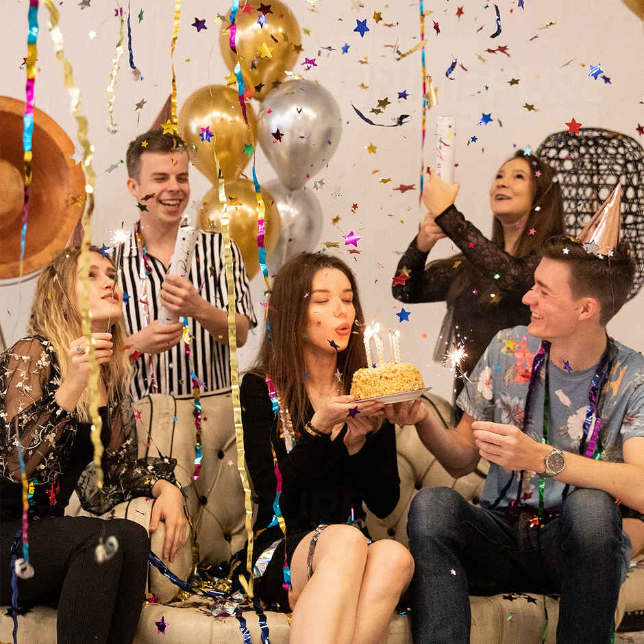 Star Party Poppers with Sparkling Stars | Multicolour | 40 cm Approx | Party Propz