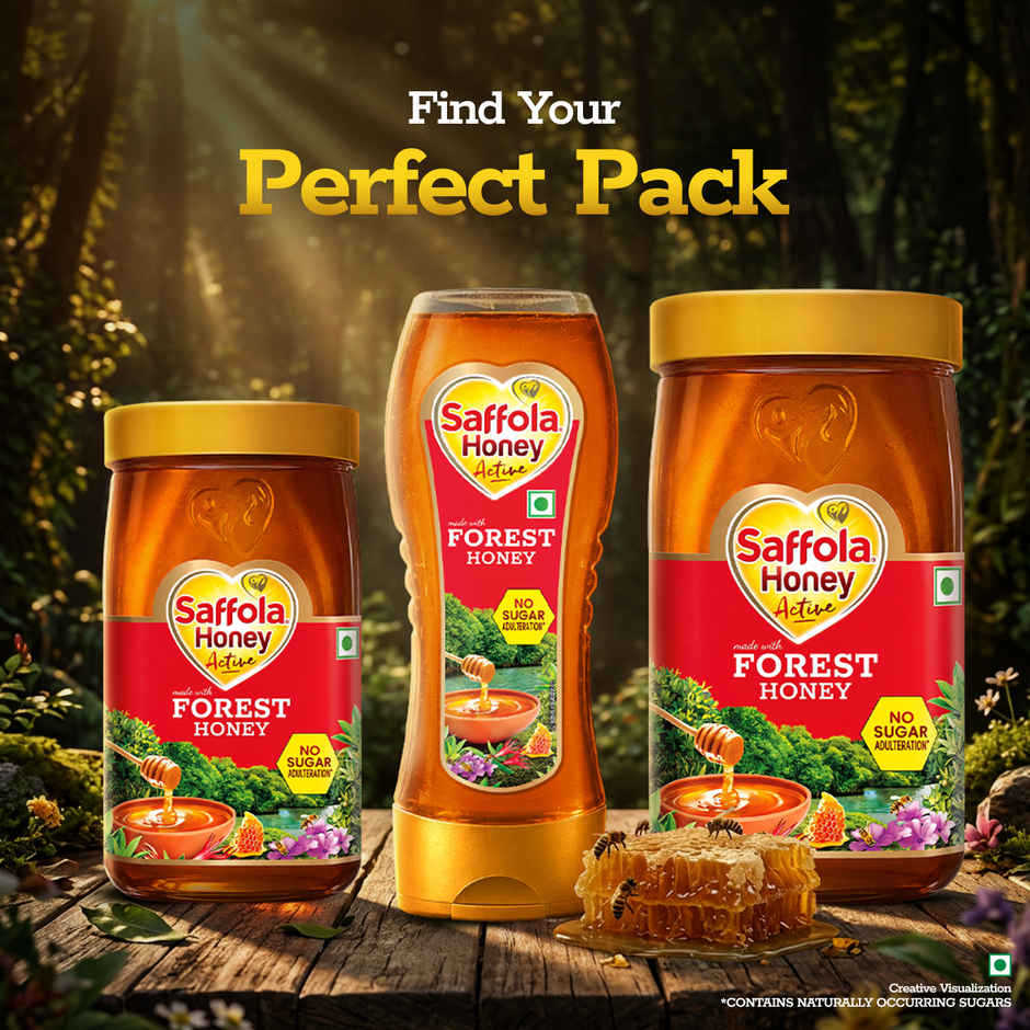 Saffola Honey Active, Made with Forest Honey, Pure Honey, No sugar adulteration