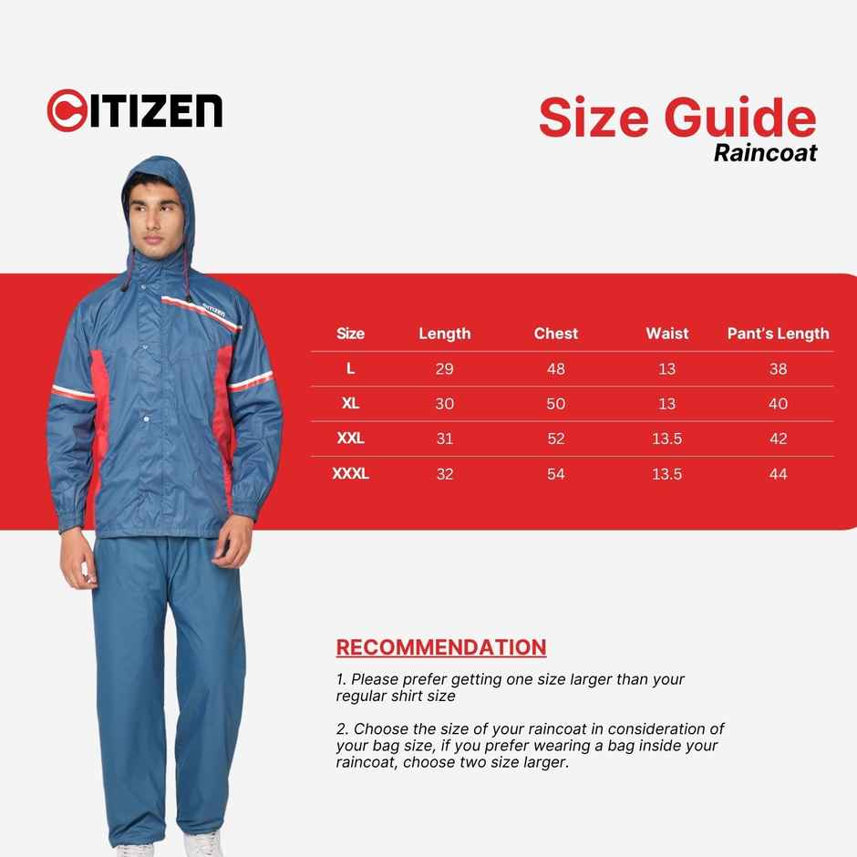 Citizen Reversible Series Raincoat With Pant - Blue- CR016-2XL