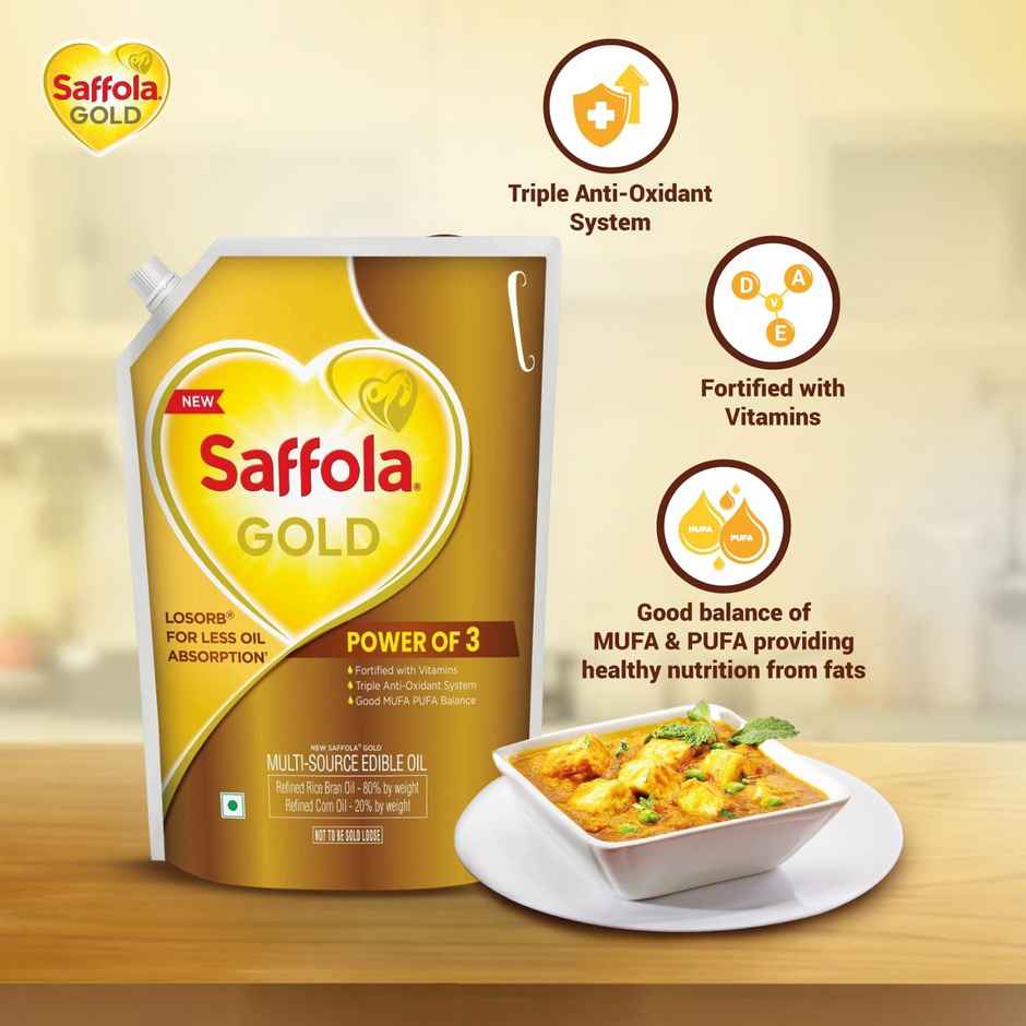 Saffola Gold Refined Cooking Oil | Balance Of Good Fats | Triple Anti-Oxidant System