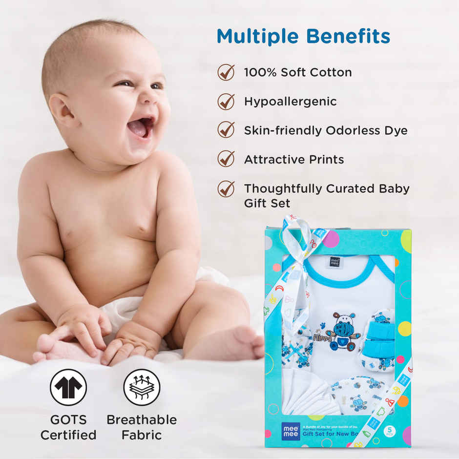 Mee Mee Soft Cotton Newborn Clothing Hamper Baby Gift Set | Blue