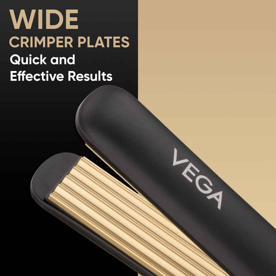 VEGA Classic Hair Crimper With Quick Heat Up & Ceramic Coated Plates, Black, (Vhcr-01)