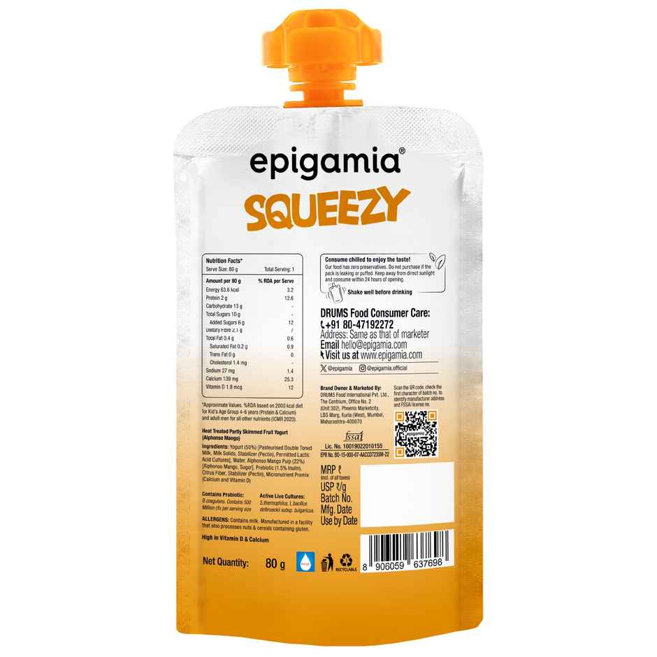 Epigamia Kids Yogurt | Alphonso Mango