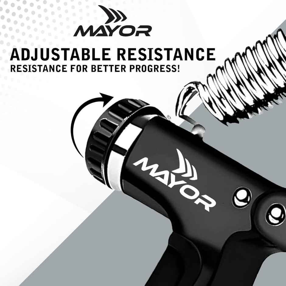 Mayor Adjustable Hand Grip with Counter for Gym Workout | Finger Exercise Hand Gripper | Black