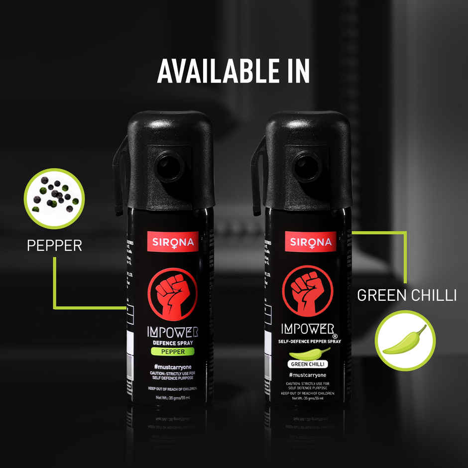 Sirona Impower Self Defence Pepper Spray Green Chilli for Women Safety
