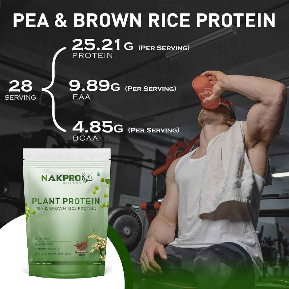 Nakpro Vegan Plant Protein Powder (Pea Protein & Brown Rice Protein) Chocolate -