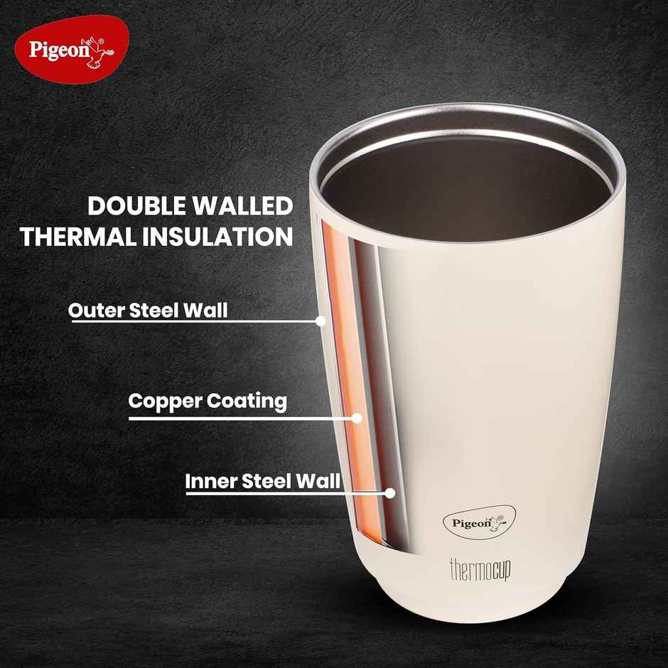 Pigeon Vaccum Thermo Stainless Steel White Cup - 400 ml