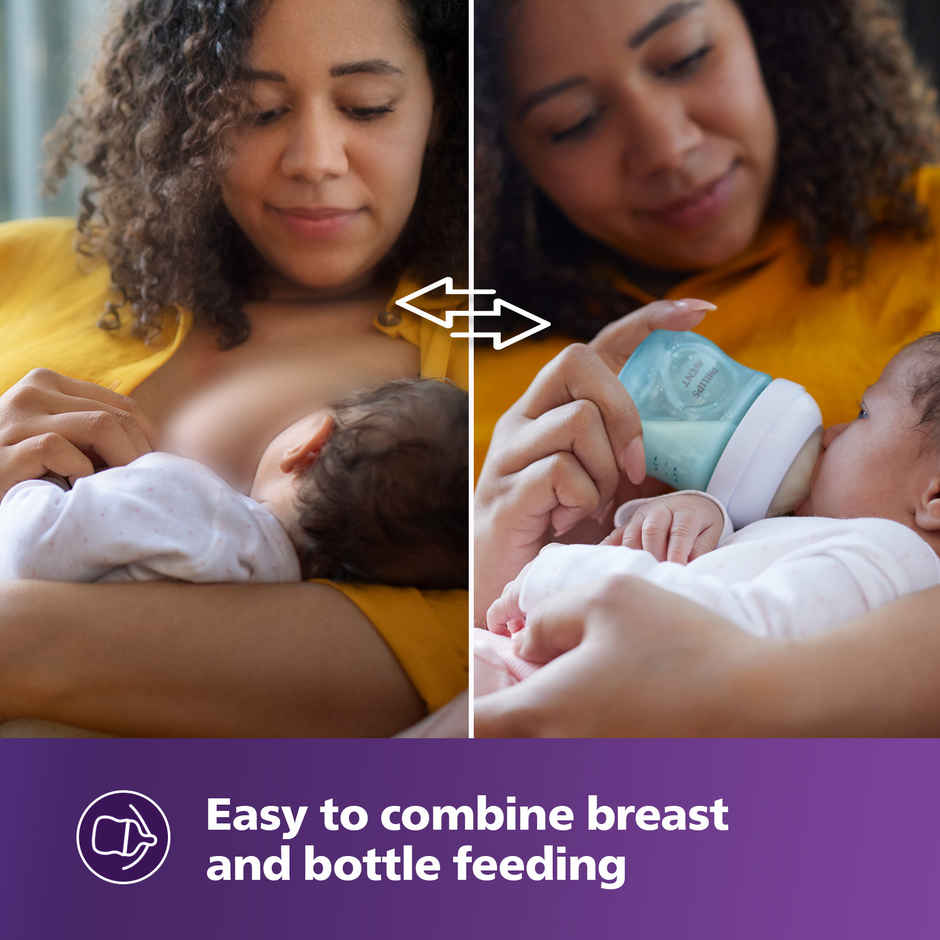 Philips Avent Blue Natural Baby Feeding Bottle | 1m+| 260ml| Pack of 1 | SCY903/21