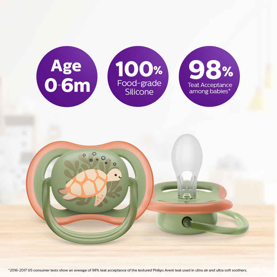 Philips Baby Care Avent Ultra Air Soother 2x Light Breathable Baby Soother BPA Free with Sterilizer