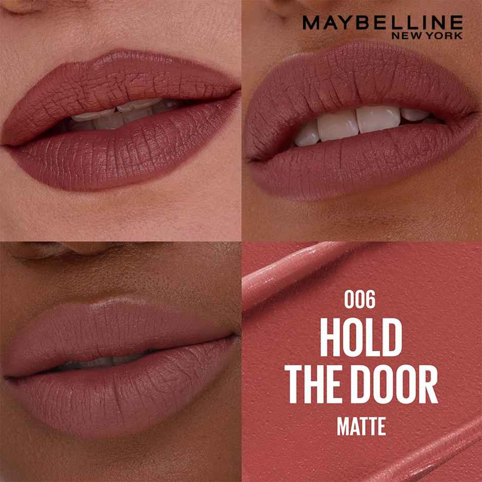 Maybelline Serum Lipstick (Matte) 8Hr Hydration + one-swipe bold color - 006 Hold the Door