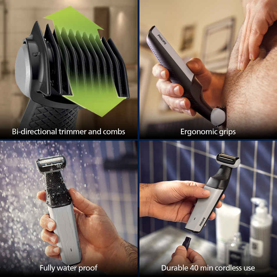 Philips Body Trimmer for Men | Trim or Shave | Skin Safe Grooming & 100% Showerproof | BG3007/01