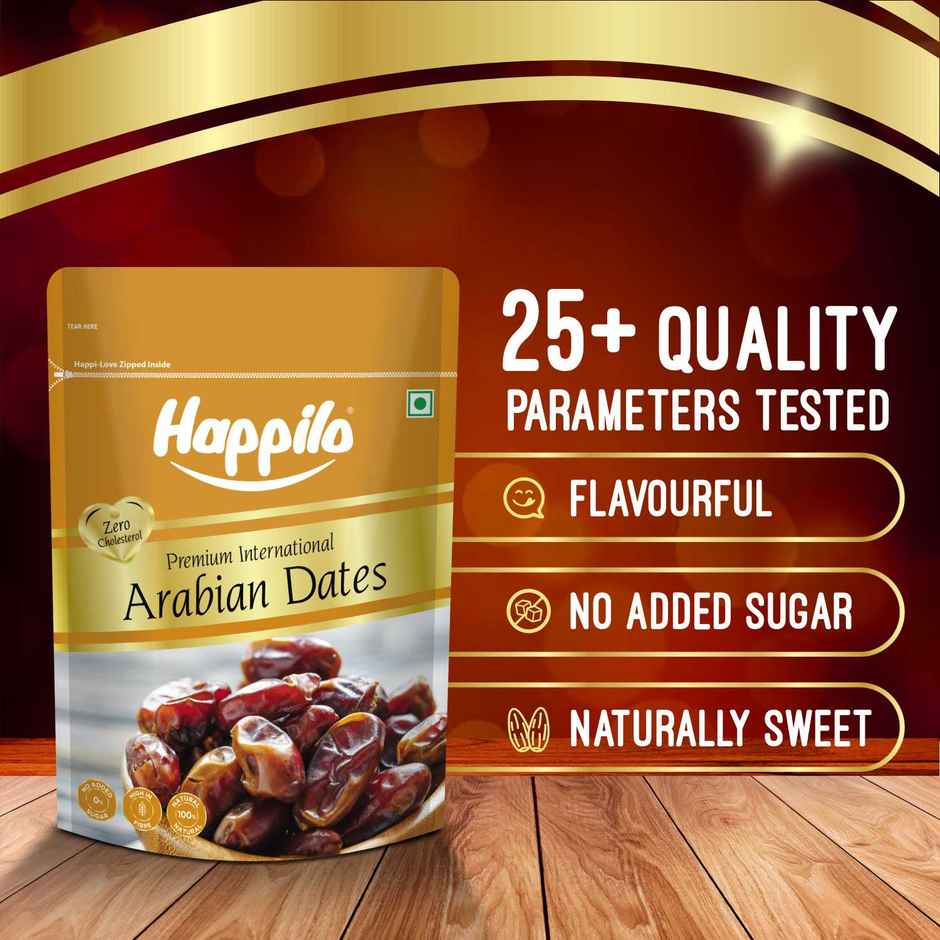 Happilo Arabian Dates | No Added Sugar | Naturally Sweet Khajur | Dry Fruits